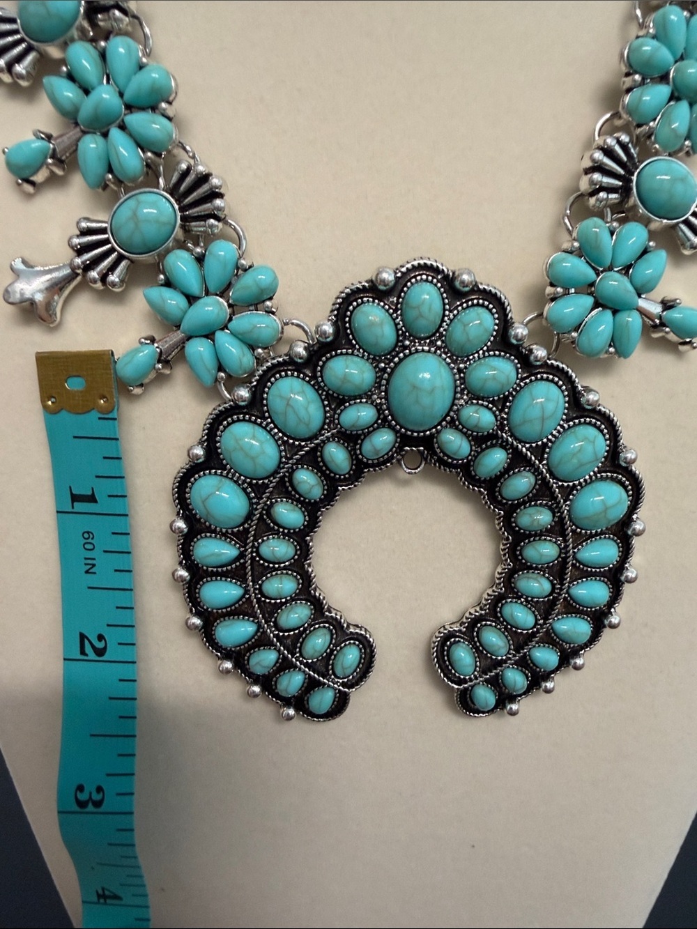 Piper K | Southwestern Squash Bloom Turquoise Boho Cowgirl Chic Necklace - Picture 6 of 11